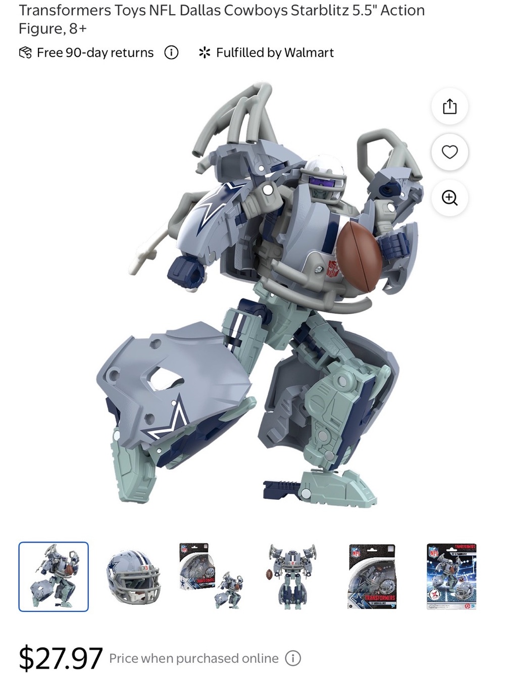 Transformers Dallas cowboys football helmet robot toy collectible 5.5” new w/o